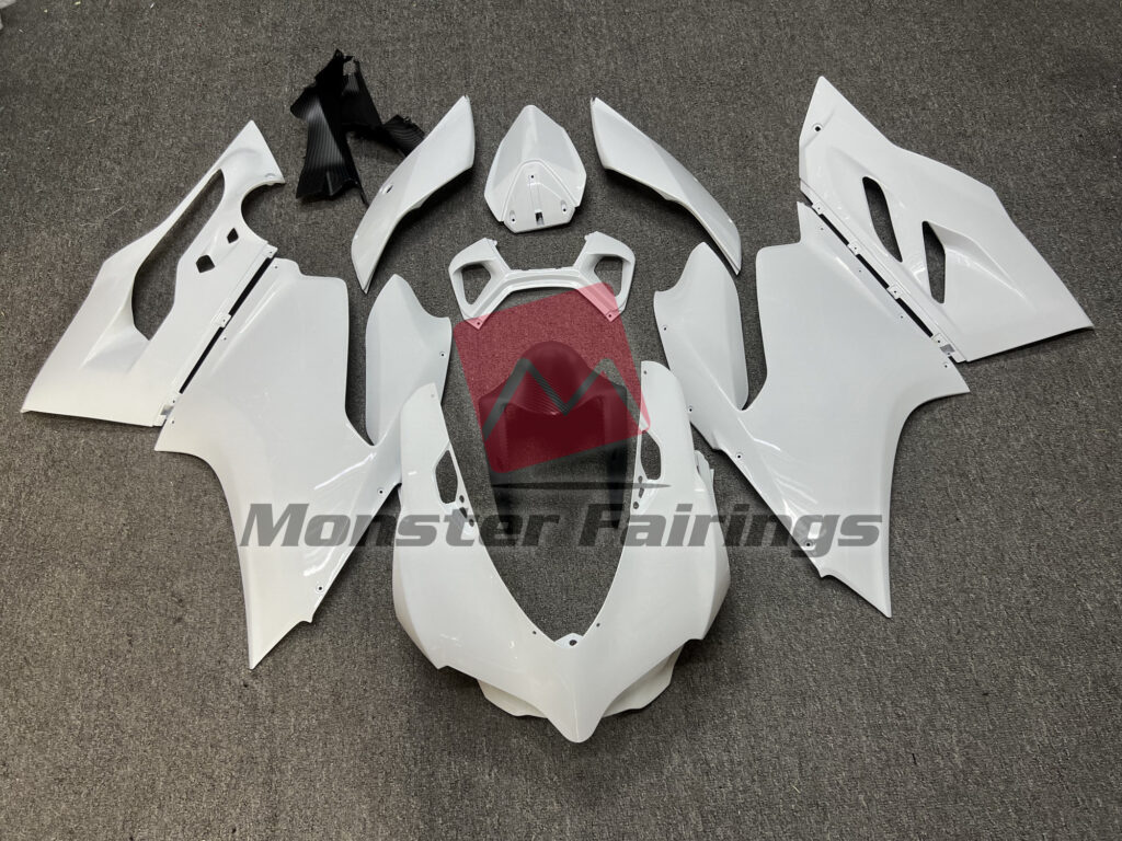 Ducati Panigale 899 2012 - 2015 Gloss White Carbon Fiber Style ABS fairings - custom motorcycle bodywork kit by Monster Fairings