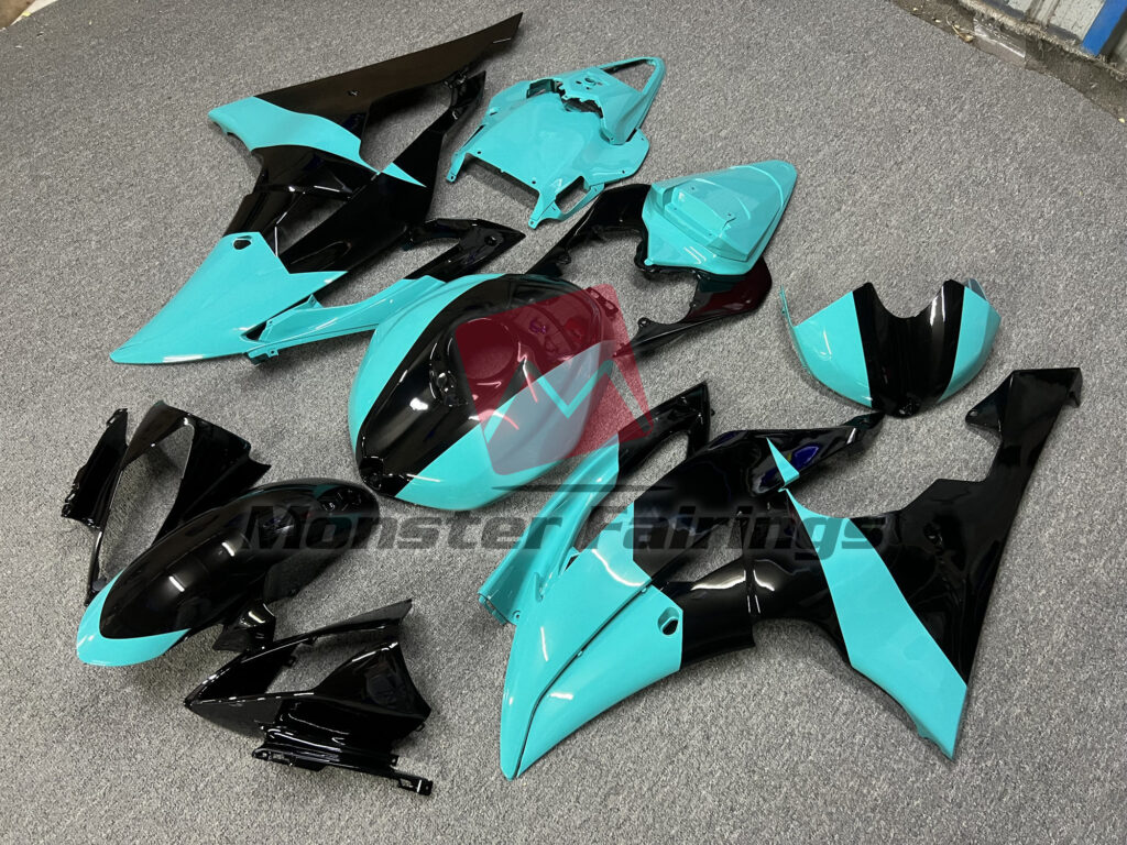 Gloss Aqua and Black ABS fairings for Yamaha R6 2008 - 2016 - premium OEM fit kit by Monster Fairings