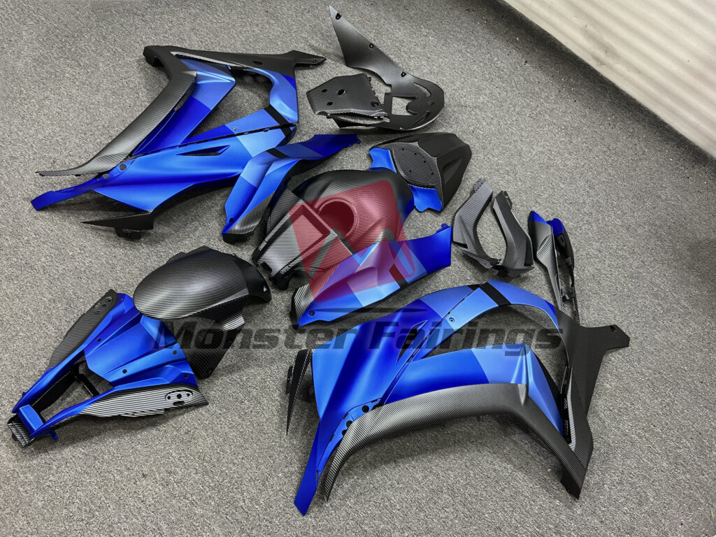 Matte Blue Carbon Fiber Style ABS fairings for Kawasaki ZX10R 2011 - 2015 - premium OEM fit kit by Monster Fairings