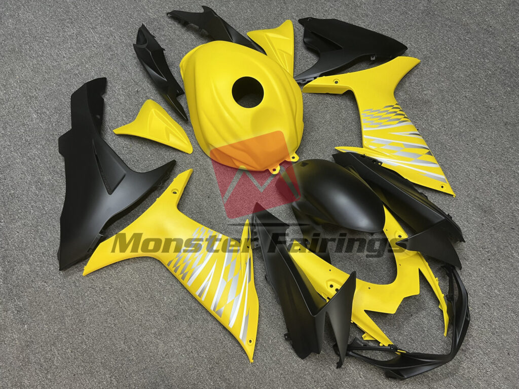 Suzuki GSXR custom ABS fairings 2011 - 2025 in Matte Yellow Black - durable replacement kit, Monster Fairings