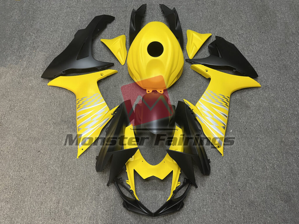 Suzuki GSXR 600 - 750 2011 - 2025 Matte Yellow Black ABS fairings - custom motorcycle bodywork kit by Monster Fairings