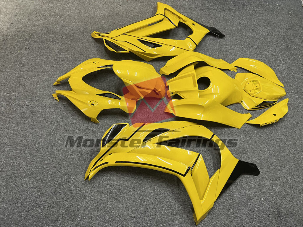 2016 - 2020 Kawasaki ZX10R Pearl Yellow Silver Flakes fairing set - ABS injection, custom painted by Monster Fairings