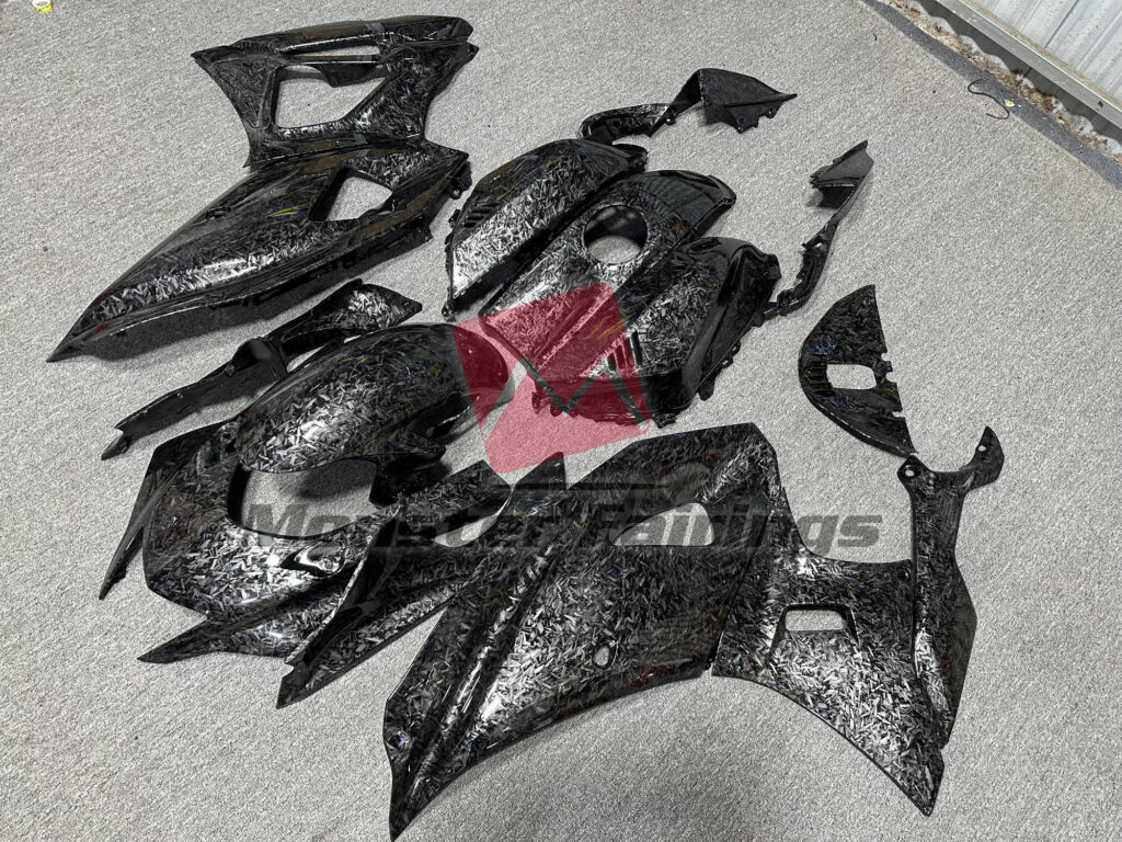 Gloss Forged Carbon Fiber Style ABS fairings for Yamaha R7 2021 - 2025 - premium OEM fit kit by Monster Fairings