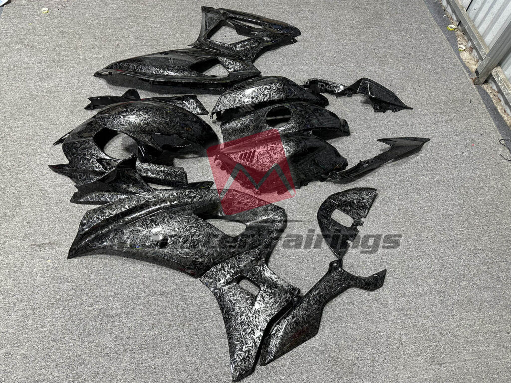 2021 - 2025 Yamaha R7 Gloss Forged Carbon Fiber Style fairing set - ABS injection, custom painted by Monster Fairings