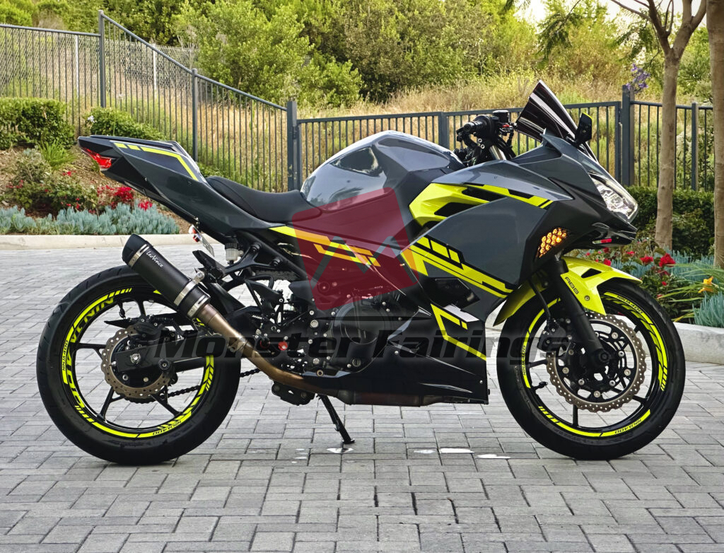 Monster Fairings ABS fairing kit for Kawasaki Ninja 400 2018 - 2024 - Nardo Gray Fluorescent Yellow, precise OEM fit