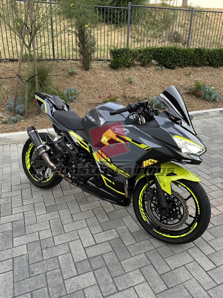 Kawasaki Ninja 400 2018 - 2024 ABS fairings, Nardo Gray Fluorescent Yellow - high - quality motorcycle kit by Monster Fairings