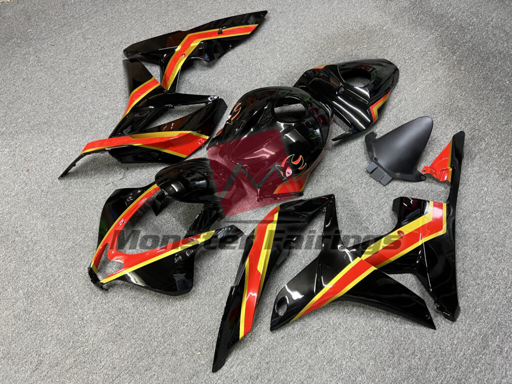 Gloss Black Red Gold Trim ABS fairings for Honda CBR600RR 2007 - 2008 - premium OEM fit kit by Monster Fairings