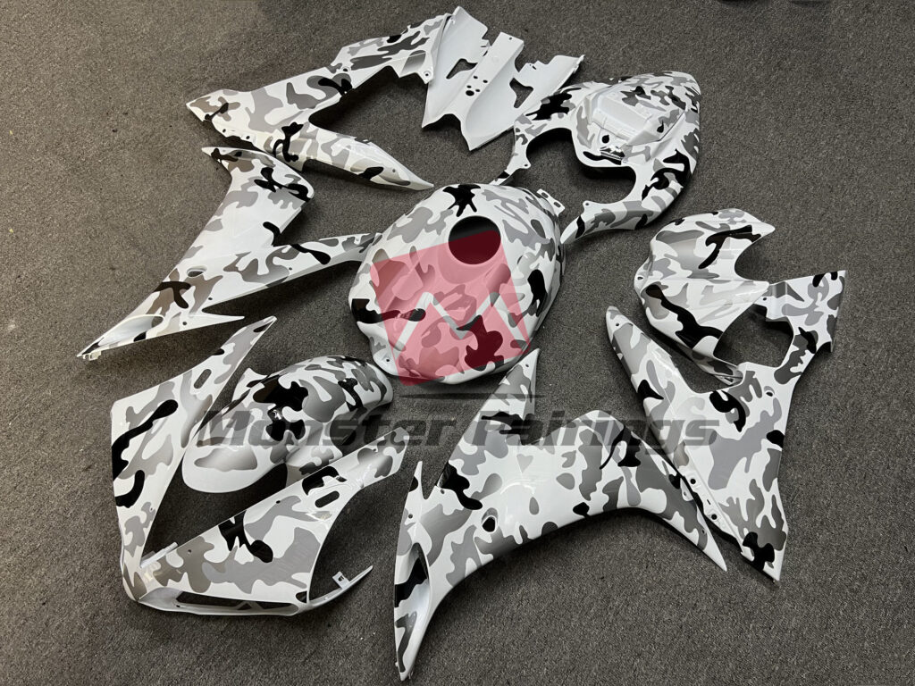 Gloss White Camo ABS fairings for Yamaha R1 2004 - 2006 - premium OEM fit kit by Monster Fairings