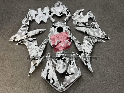 Yamaha R1 2004 - 2006 Gloss White Camo ABS fairings - custom motorcycle bodywork kit by Monster Fairings