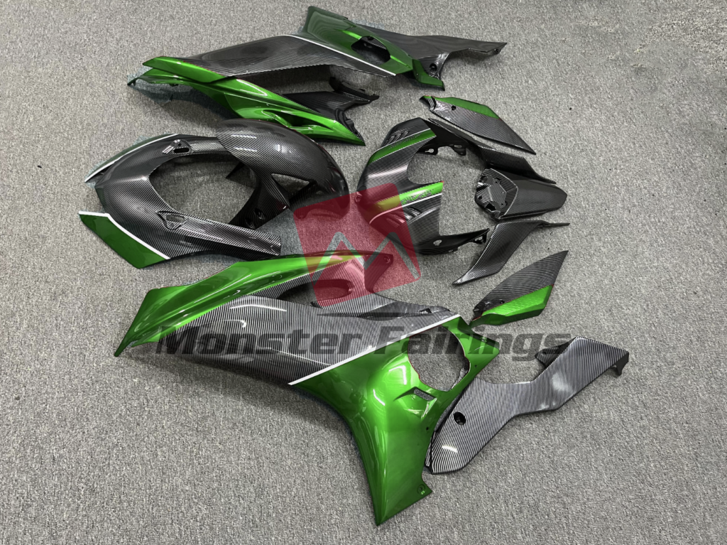 2017 - 2022 Yamaha R6 Carbon Fiber Style Green fairing set - ABS injection, custom painted by Monster Fairings