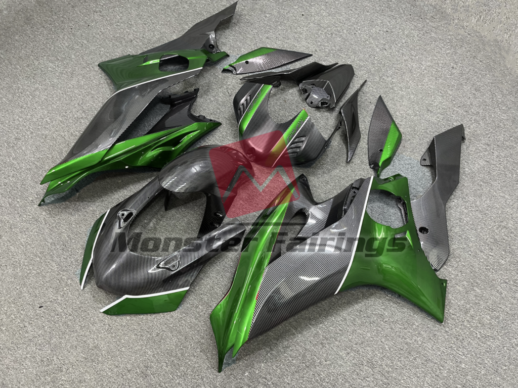 Carbon Fiber Style Green ABS fairings for Yamaha R6 2017 - 2022 - premium OEM fit kit by Monster Fairings