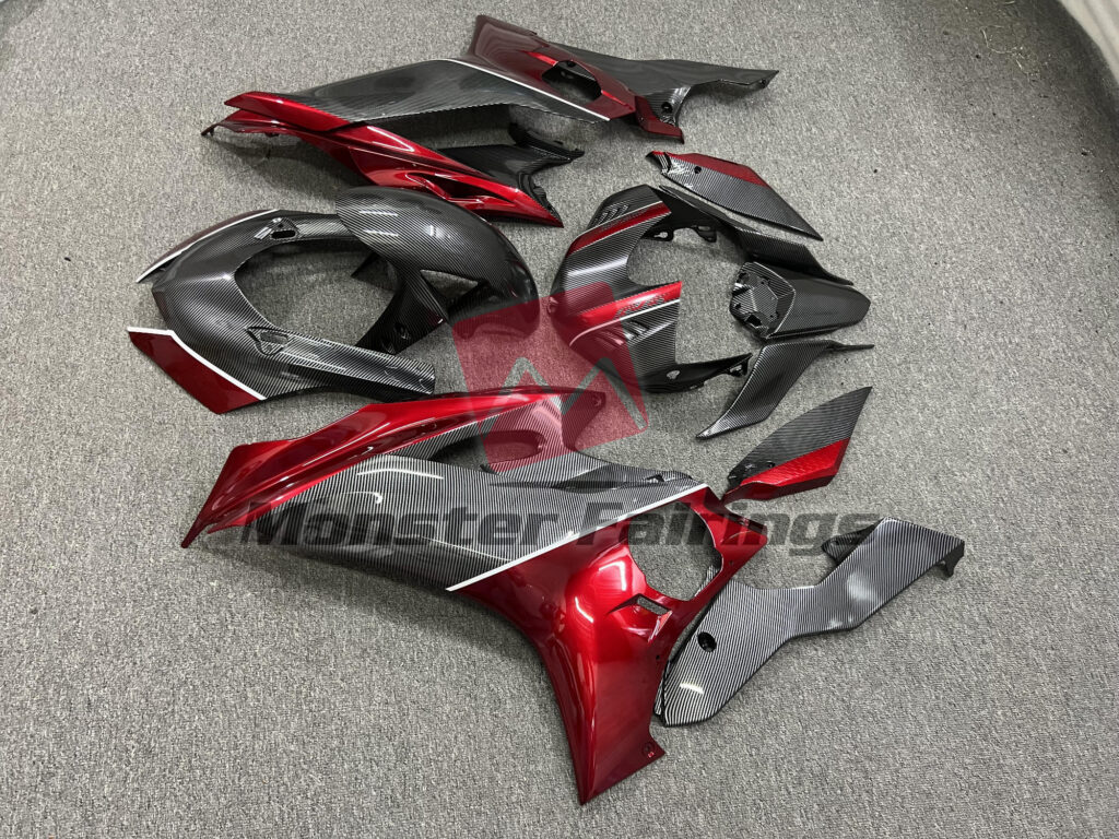 2017 - 2022 Yamaha R6 Carbon Fiber Style Red fairing set - ABS injection, custom painted by Monster Fairings
