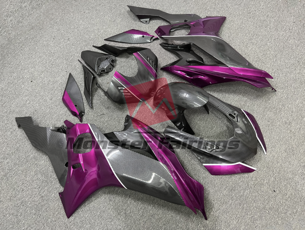 Yamaha R6 custom ABS fairings 2017 - 2022 in Carbon Fiber Style Purple - durable replacement kit, Monster Fairings