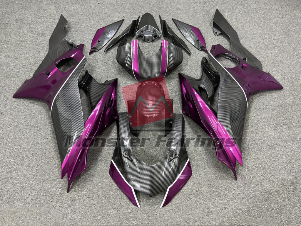 Yamaha R6 2017 - 2022 Carbon Fiber Style Purple ABS fairings - custom motorcycle bodywork kit by Monster Fairings
