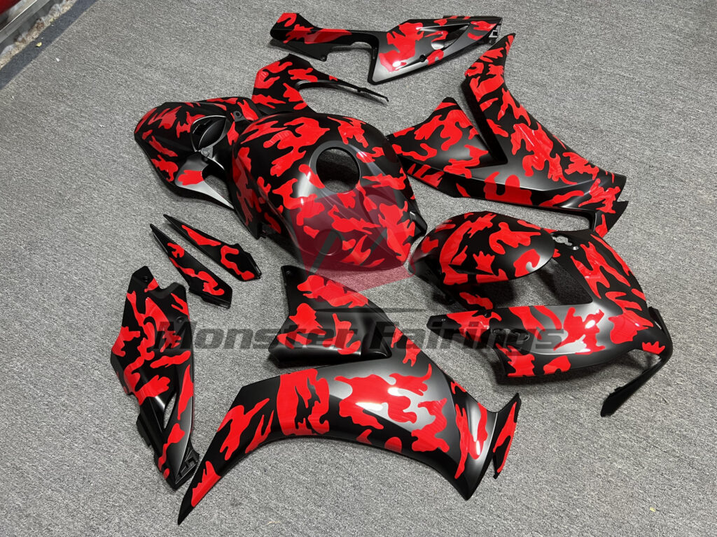 Honda CBR1000RR custom ABS fairings 2012 - 2016 in Red Camo - durable replacement kit, Monster Fairings