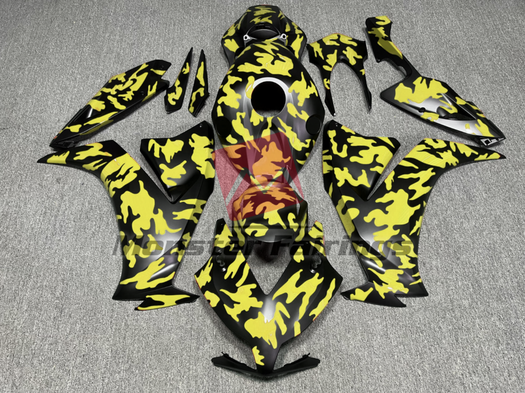 Honda CBR1000RR 2012 - 2016 Gloss Yellow Camo ABS fairings - custom motorcycle bodywork kit by Monster Fairings