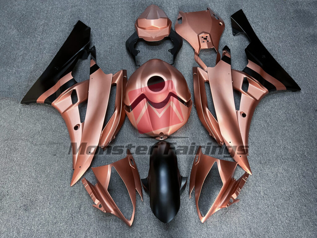 Yamaha R6 2006 - 2007 Matte Rose Gold Black ABS fairings - custom motorcycle bodywork kit by Monster Fairings