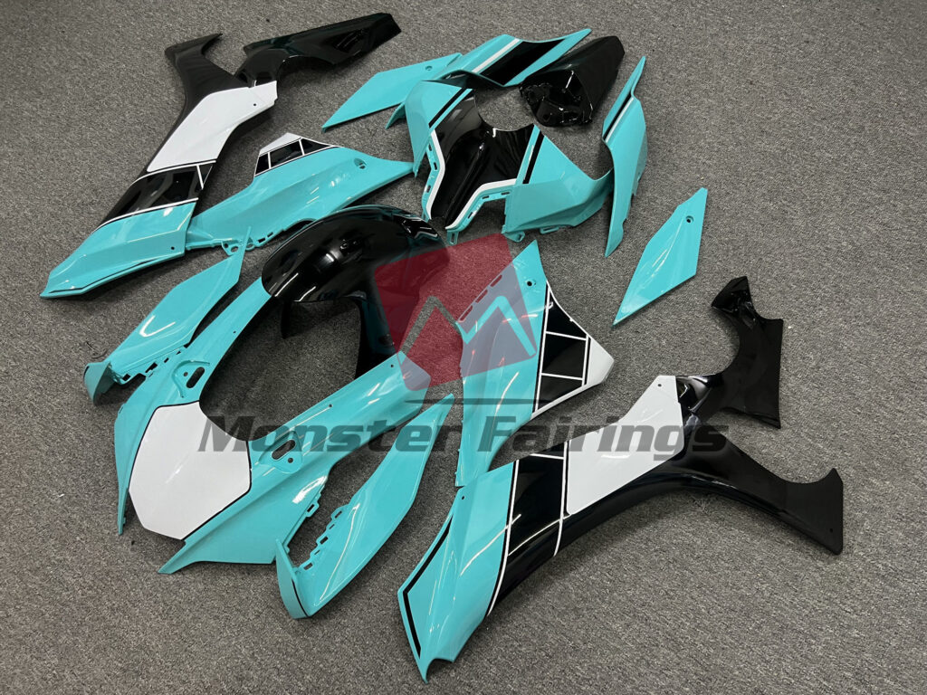 Aqua Blue Black ABS fairings for Yamaha R1 2020 - 2025 - premium OEM fit kit by Monster Fairings