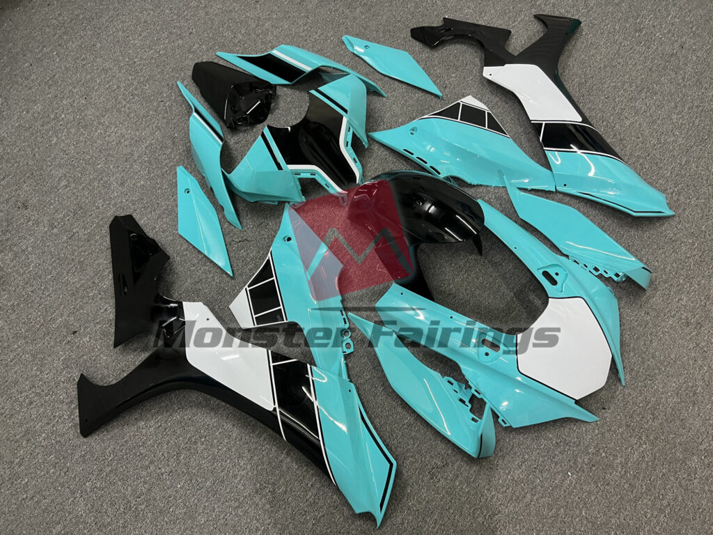 Yamaha R1 custom ABS fairings 2020 - 2025 in Aqua Blue Black - durable replacement kit, Monster Fairings