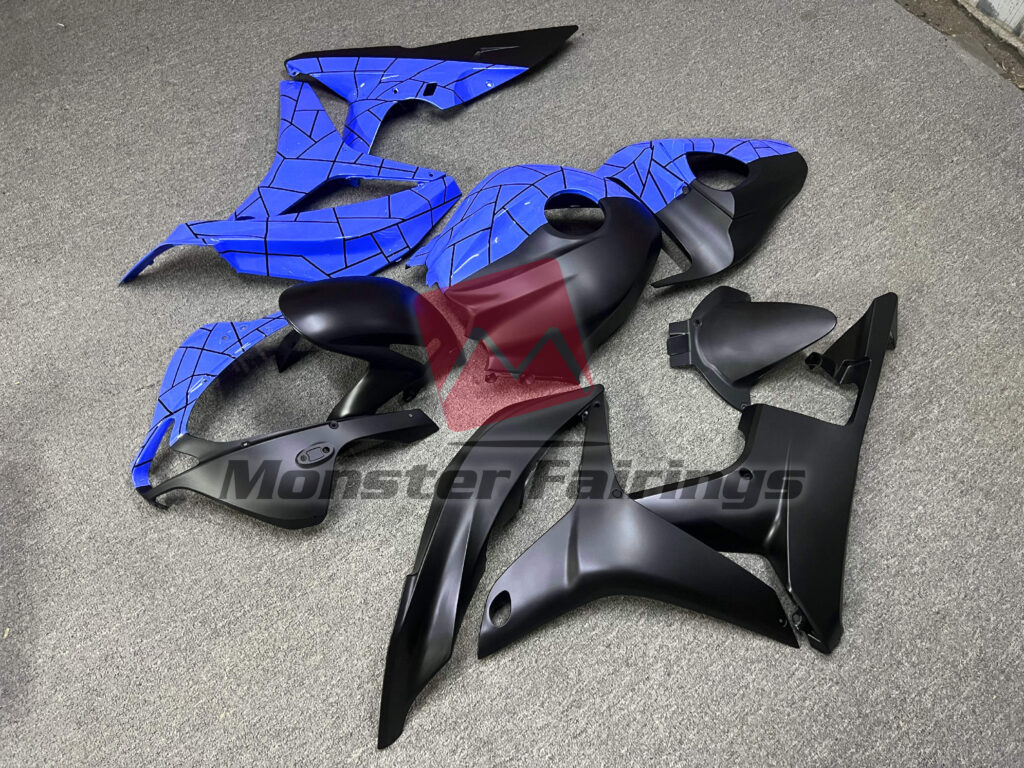 Gloss Blue & Matte Black Pattern Split ABS fairings for Honda CBR600RR 2007 - 2008 - premium OEM fit kit by Monster Fairings