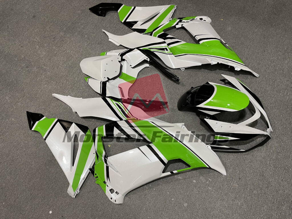 Pearl White Green ABS fairings for Kawasaki ZX6R 2013 - 2018 - premium OEM fit kit by Monster Fairings