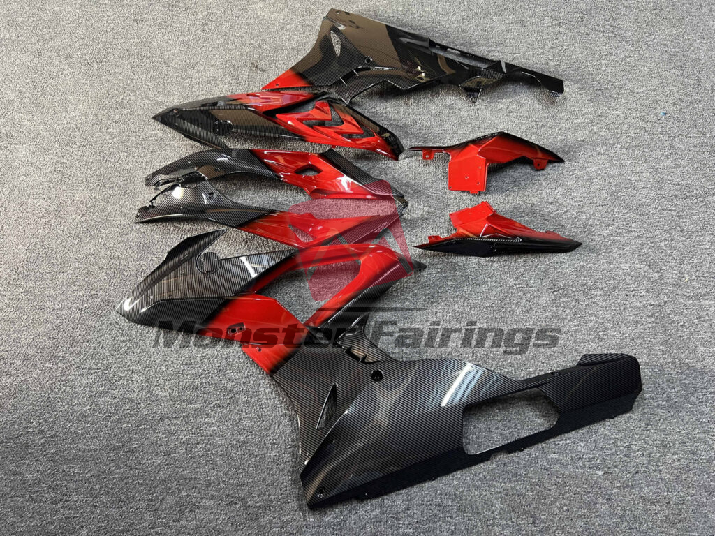 Gloss Carbon Fiber Style Red ABS fairings for BMW S1000RR 2015 - 2016 - premium OEM fit kit by Monster Fairings