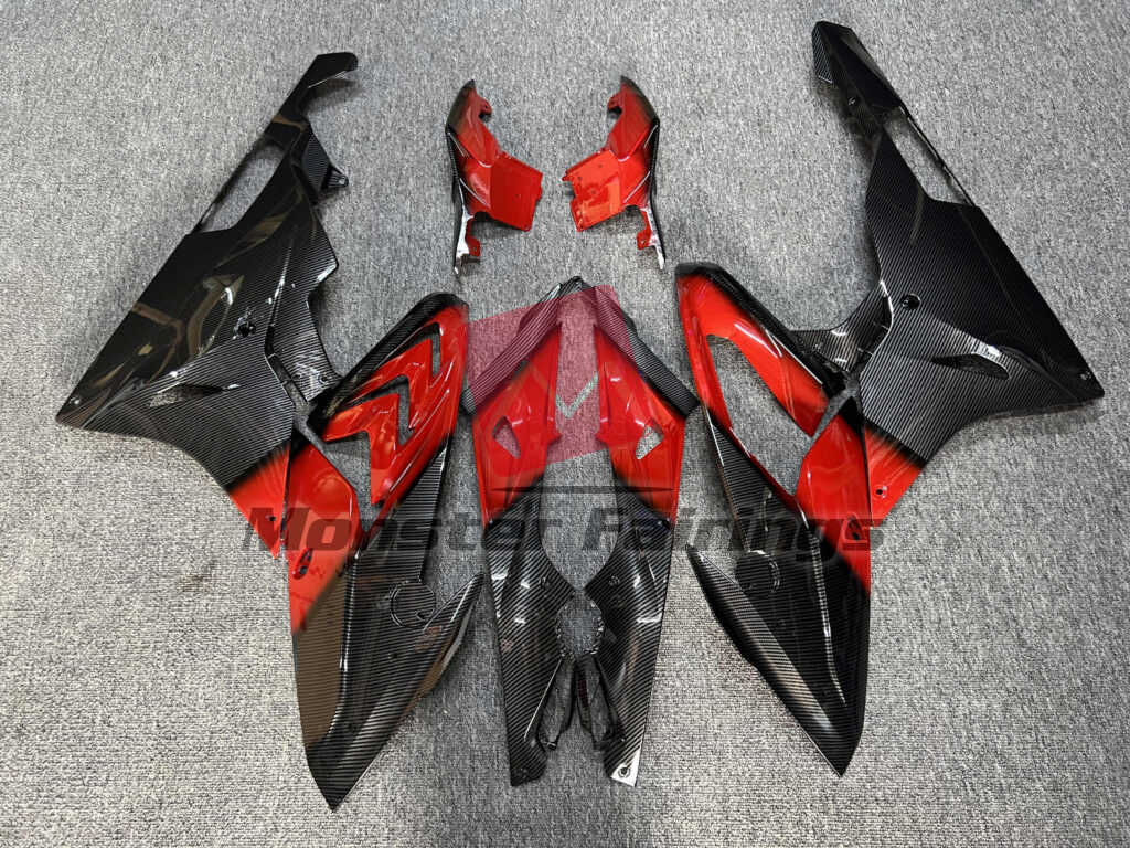 BMW S1000RR 2015 - 2016 Gloss Carbon Fiber Style Red ABS fairings - custom motorcycle bodywork kit by Monster Fairings