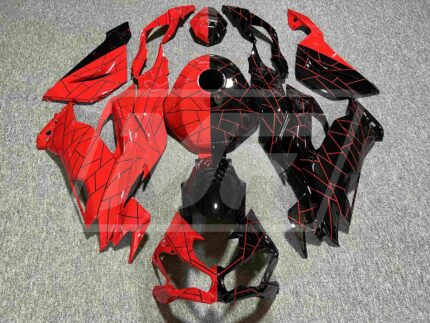 Kawasaki ZX6R 2019-2023 Gloss Black & High Vis Red Split ABS Fairings | Monster Fairings