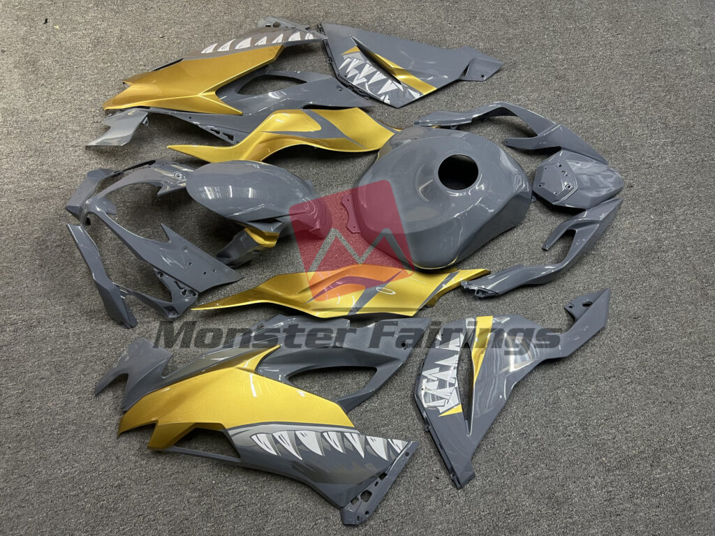 2019 - 2023 Kawasaki ZX6R Nardo Gray Gold fairing set - ABS injection, custom painted by Monster Fairings