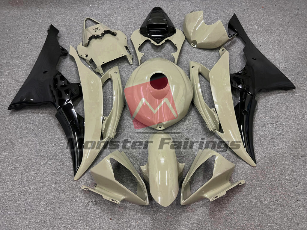 Yamaha R6 2008 - 2016 Desert Tan Black ABS fairings - custom motorcycle bodywork kit by Monster Fairings