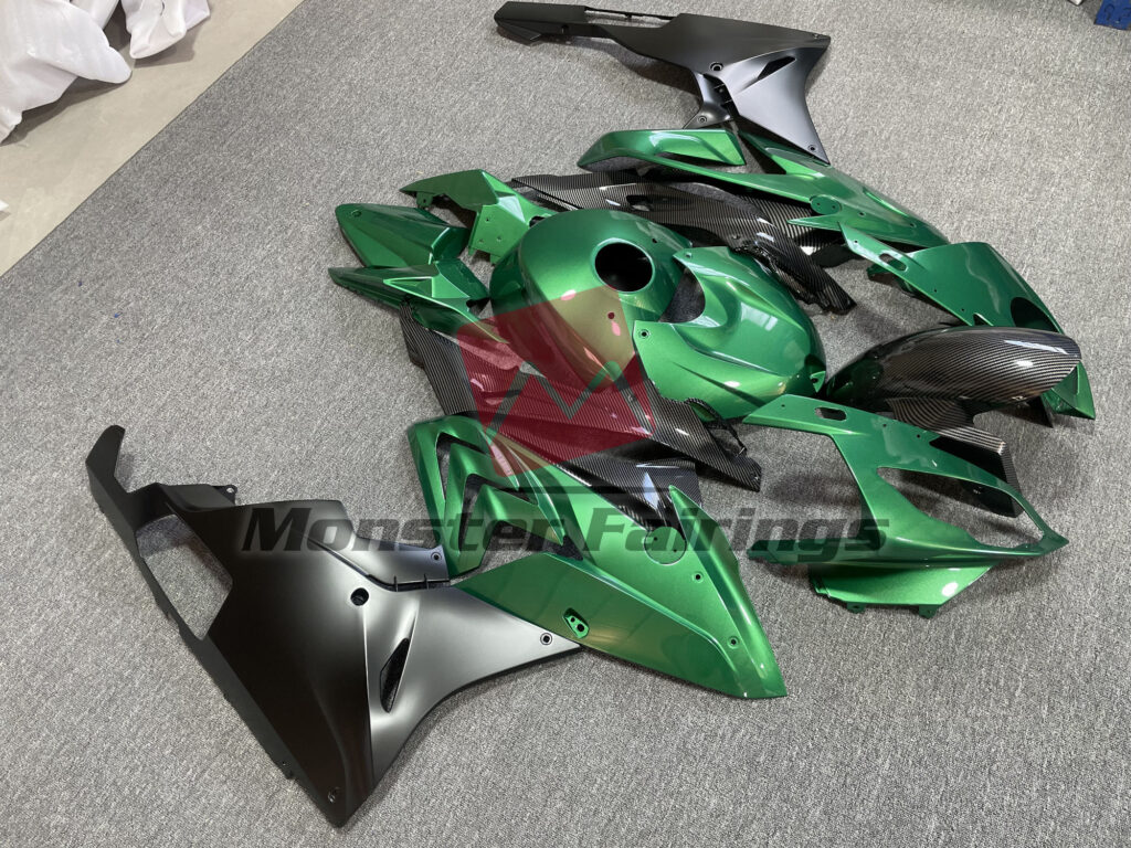 Gloss Green & Matte Black Carbon Fiber Style ABS fairings for BMW S1000RR 2015 - 2016 - premium OEM fit kit by Monster Fairings
