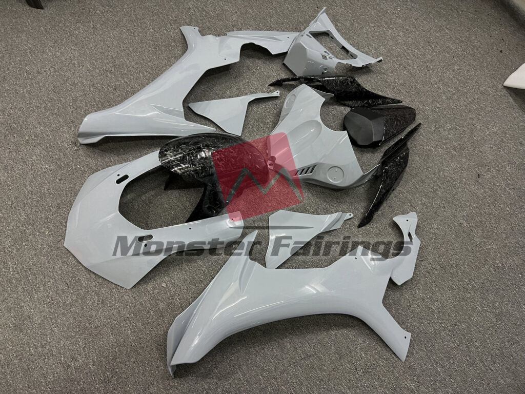 Gloss Nardo Gray Forged Carbon Fiber Style ABS fairings for Yamaha R1 2015 - 2019 - premium OEM fit kit by Monster Fairings