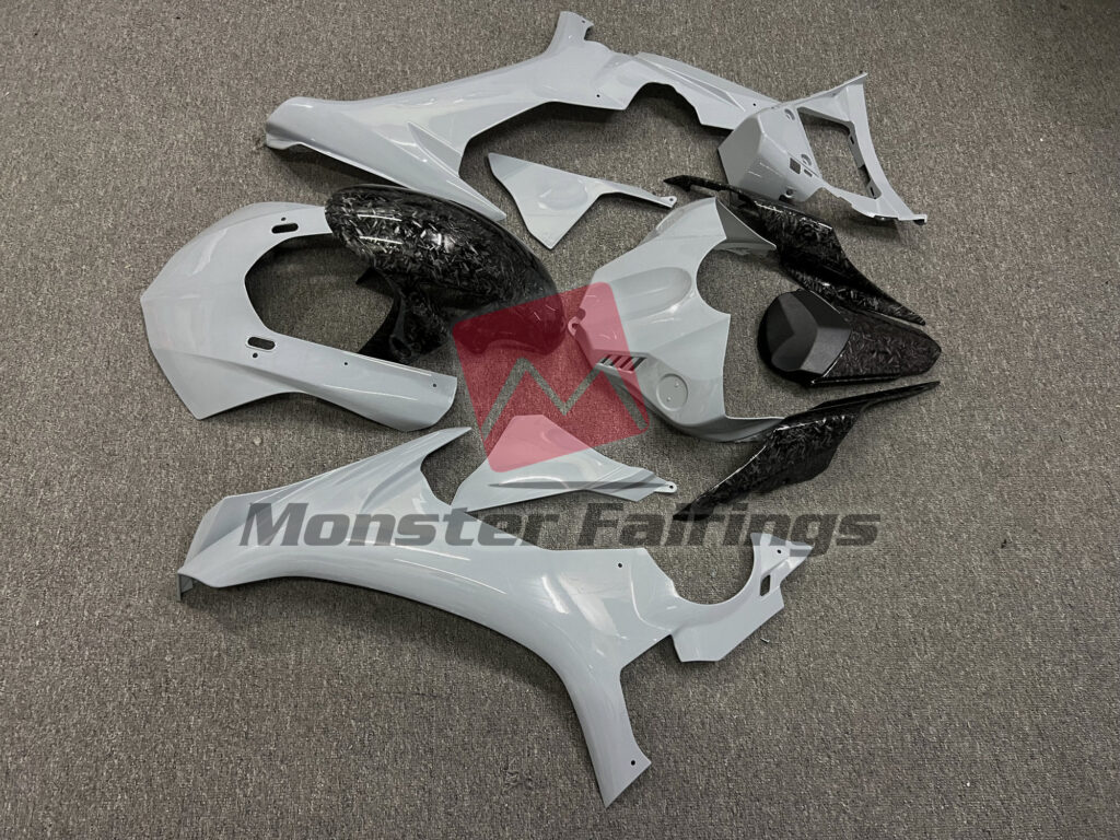 2015 - 2019 Yamaha R1 Gloss Nardo Gray Forged Carbon Fiber Style fairing set - ABS injection, custom painted by Monster Fairings