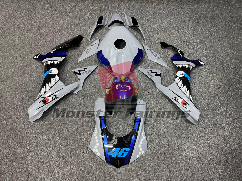 Yamaha R1 2015 - 2019 Gloss Gray Shark ABS fairings - custom motorcycle bodywork kit by Monster Fairings