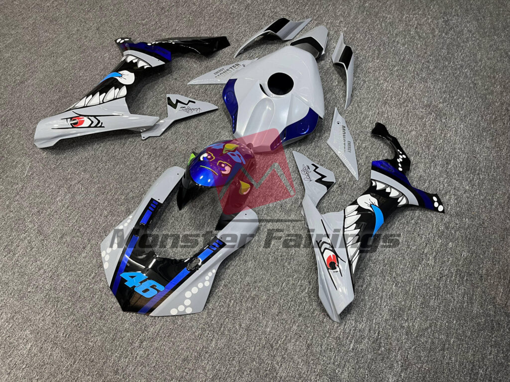 Gloss Gray Shark ABS fairings for Yamaha R1 2015 - 2019 - premium OEM fit kit by Monster Fairings