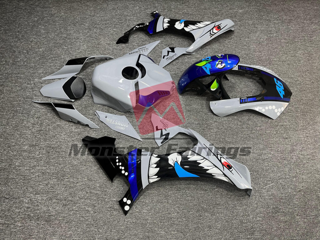 2015 - 2019 Yamaha R1 Gloss Gray Shark fairing set - ABS injection, custom painted by Monster Fairings