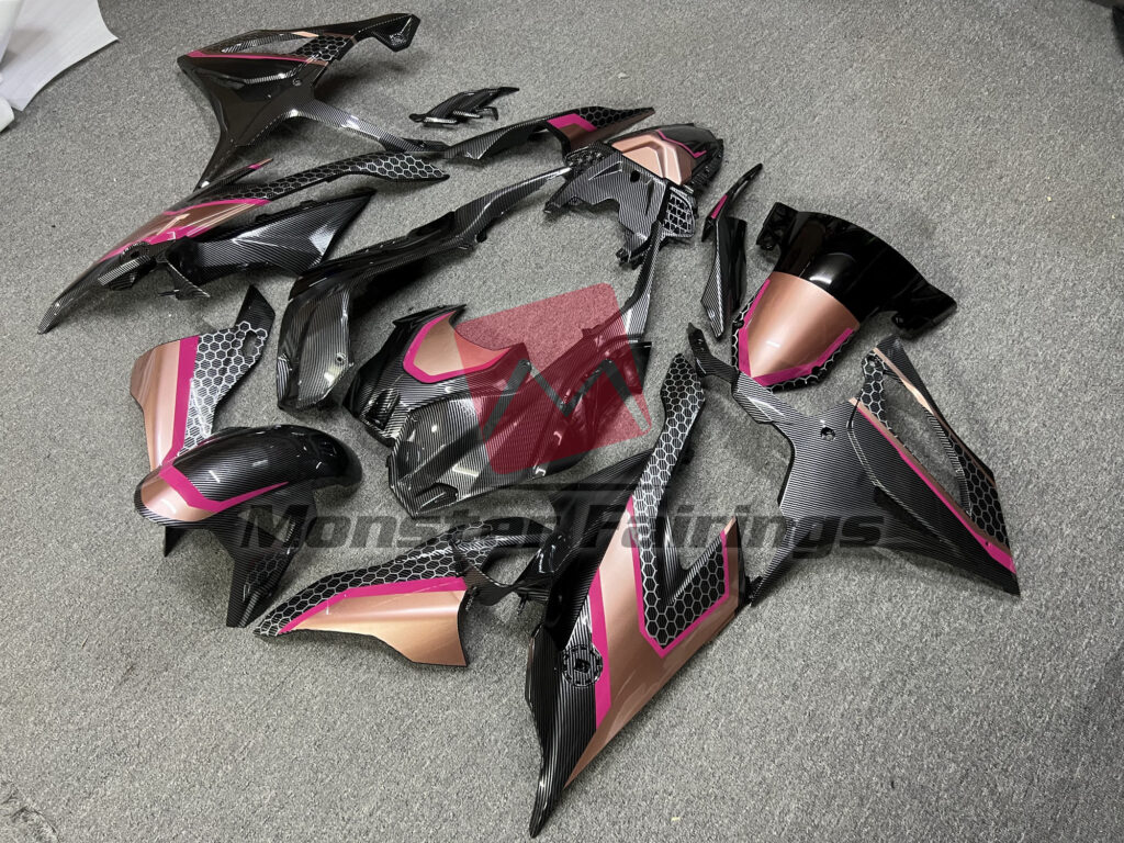 Rose Gold Carbon Fiber Style ABS fairings for BMW S1000RR 2019 - 2022 - premium OEM fit kit by Monster Fairings