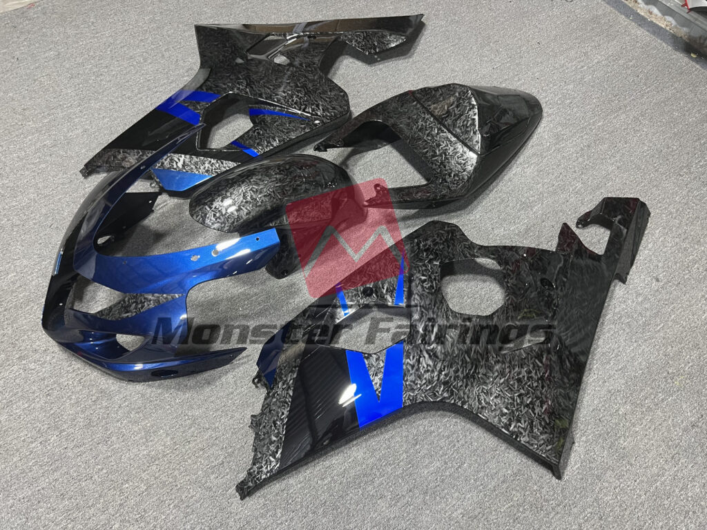 Forged Carbon Fiber Style Blue ABS fairings for Suzuki GSXR 600 - 750 2004 - 2005 - premium OEM fit kit by Monster Fairings