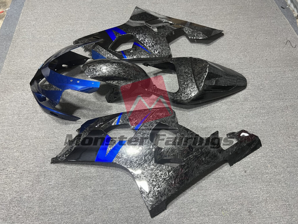 2004 - 2005 Suzuki GSXR 600 - 750 Forged Carbon Fiber Style Blue fairing set - ABS injection, custom painted by Monster Fairings