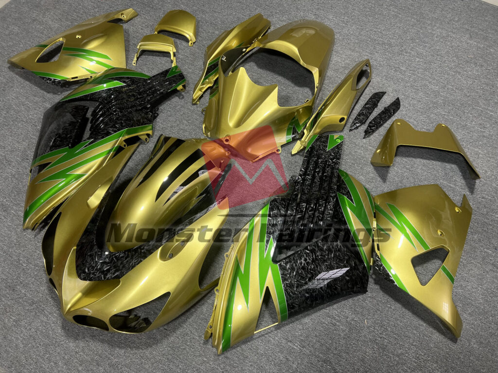 Kawasaki ZX14R custom ABS fairings 2006 - 2011 in Gold Forged Carbon Fiber Style - durable replacement kit, Monster Fairings