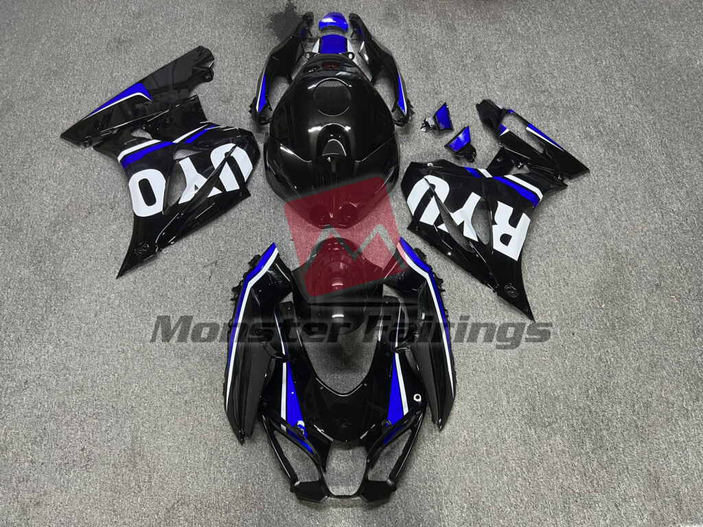 Suzuki GSXR 1000 2017 - 2025 Gloss Black Blue ABS fairings - custom motorcycle bodywork kit by Monster Fairings