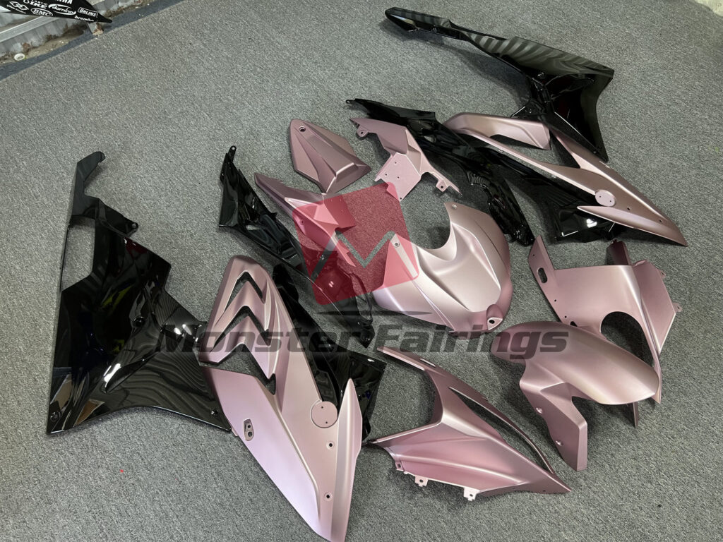 BMW S1000RR custom ABS fairings 2019 - 2022 in Gloss Rose Gold Black - durable replacement kit, Monster Fairings
