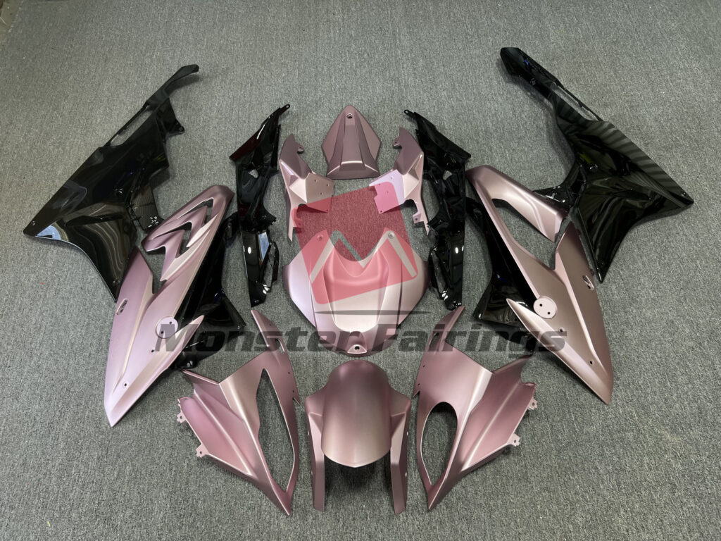 BMW S1000RR 2019 - 2022 Gloss Rose Gold Black ABS fairings - custom motorcycle bodywork kit by Monster Fairings