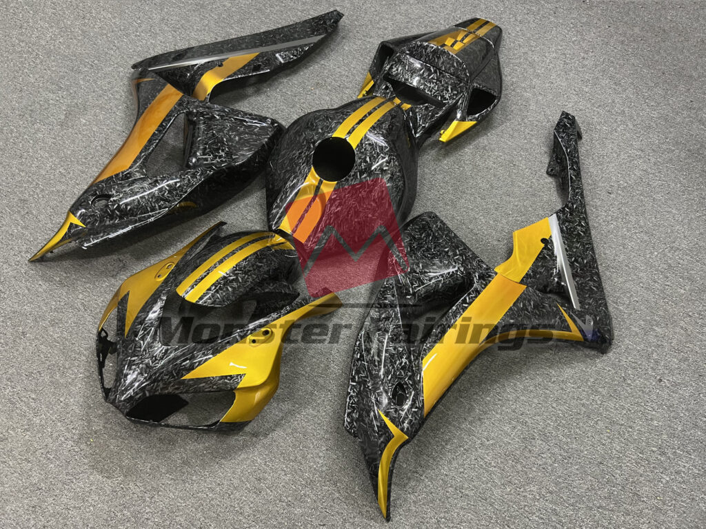 Forged Carbon Fiber Style Gold ABS fairings for Honda CBR1000RR 2006 - 2007 - premium OEM fit kit by Monster Fairings