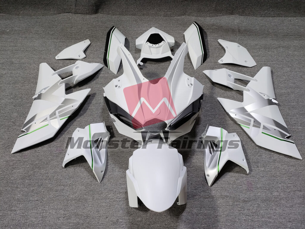 Kawasaki Ninja H2 2015 - 2025 Matte White Silver ABS fairings - custom motorcycle bodywork kit by Monster Fairings