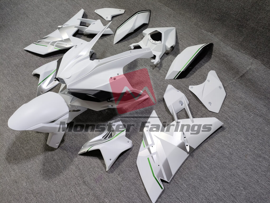 Matte White Silver ABS fairings for Kawasaki Ninja H2 2015 - 2025 - premium OEM fit kit by Monster Fairings