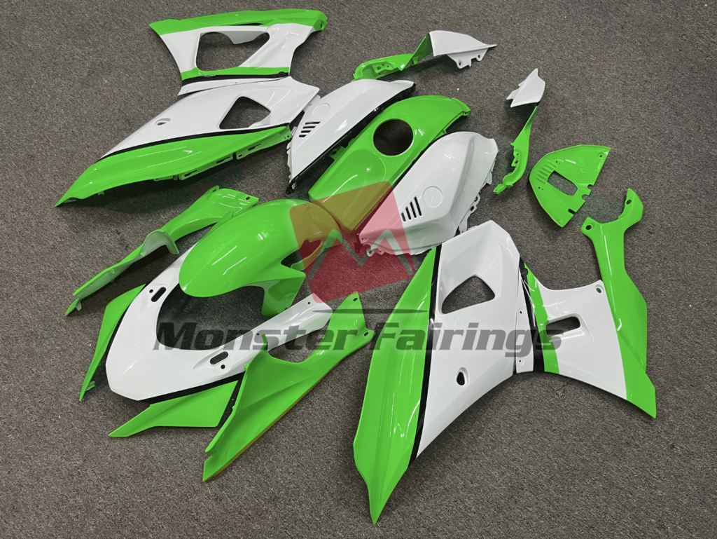 Gloss White Green ABS fairings for Yamaha R7 2021 - 2025 - premium OEM fit kit by Monster Fairings