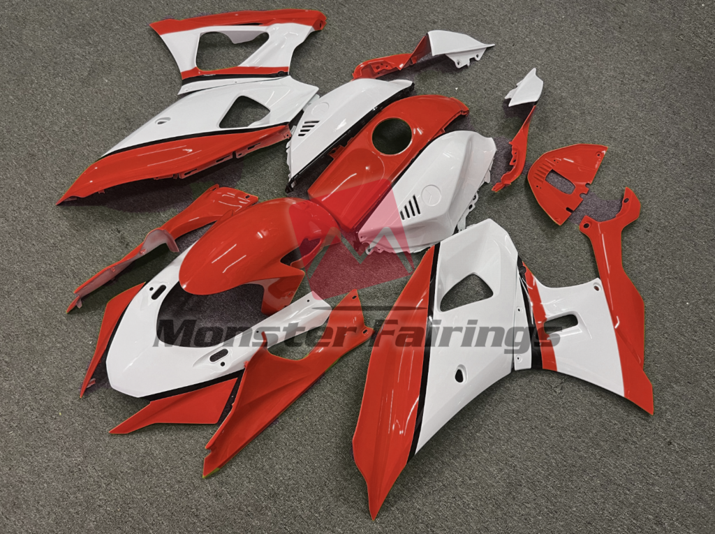 Gloss Red & White Black ABS fairings for Yamaha R7 2021 - 2025 - premium OEM fit kit by Monster Fairings