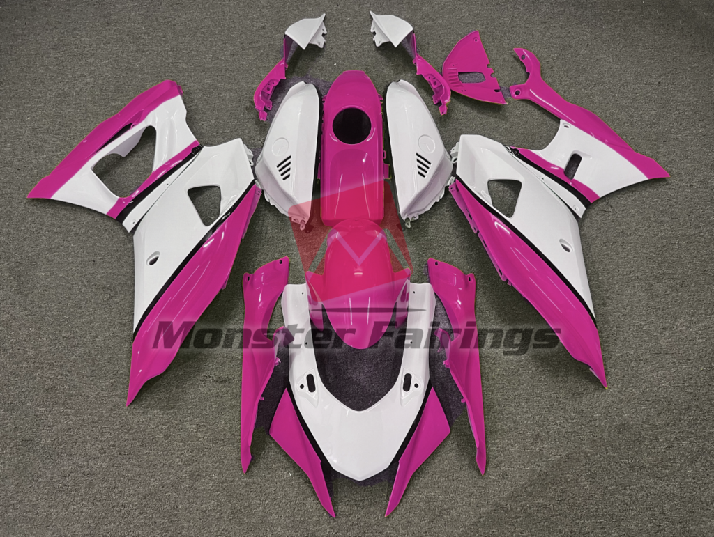 Yamaha R7 2021 - 2025 Gloss White Pink ABS fairings - custom motorcycle bodywork kit by Monster Fairings