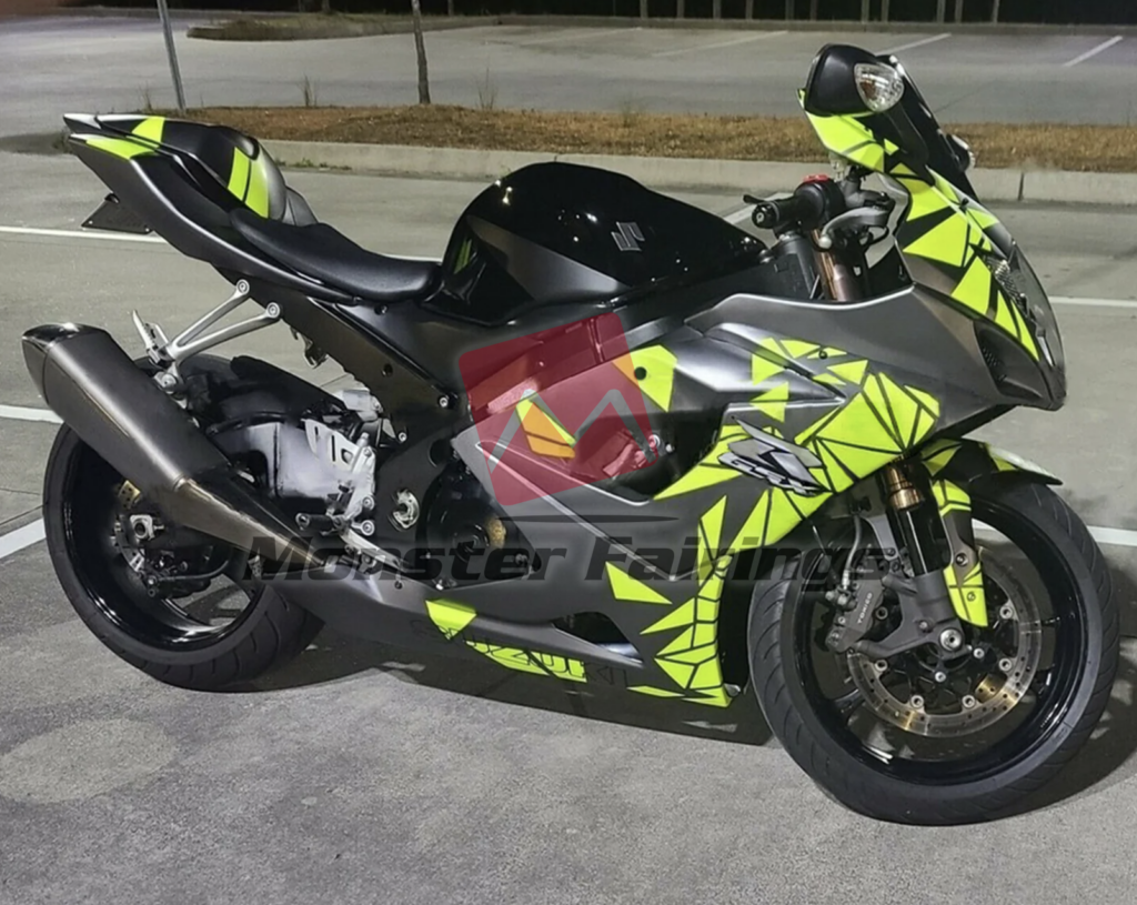 Matte Black Green Pattern ABS fairings for Suzuki GSXR 1000 2005 - 2006 - premium OEM fit kit by Monster Fairings